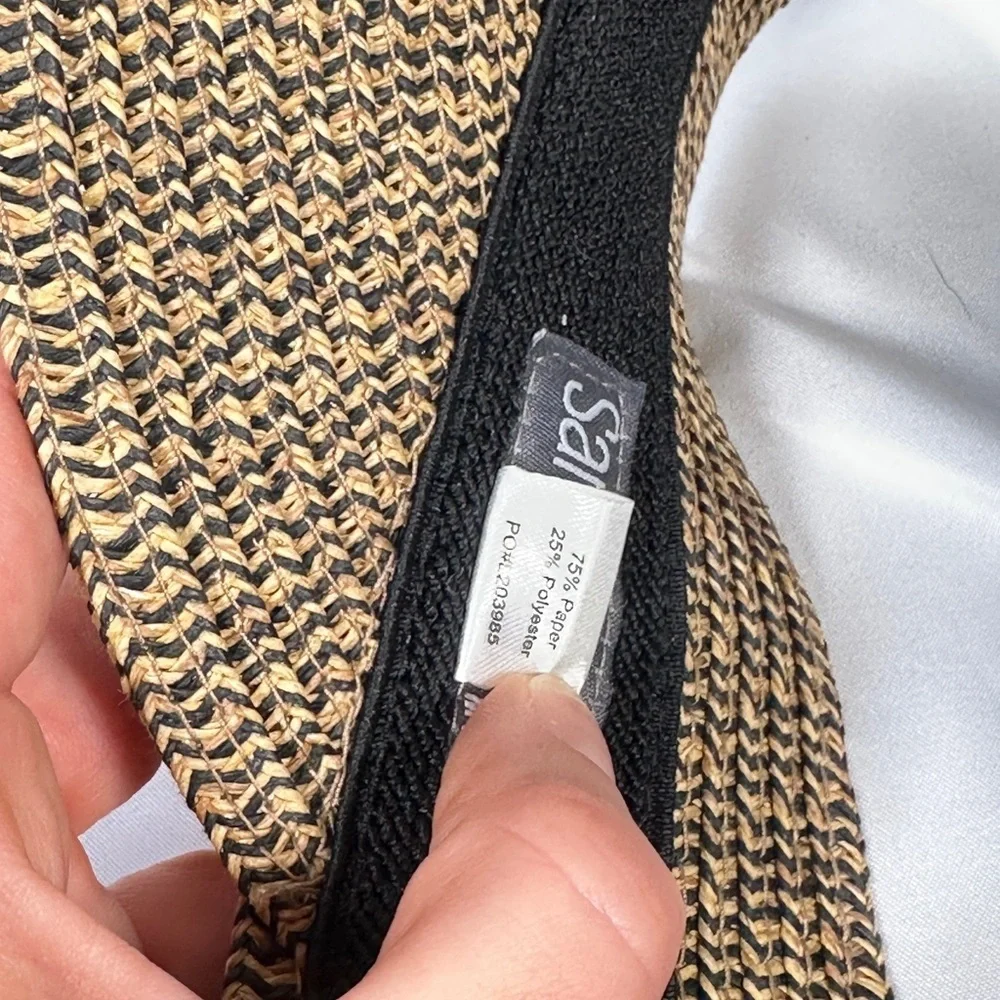 San Diego Hat Company Wide Brim Paper Braid Visor One Size Tan Black